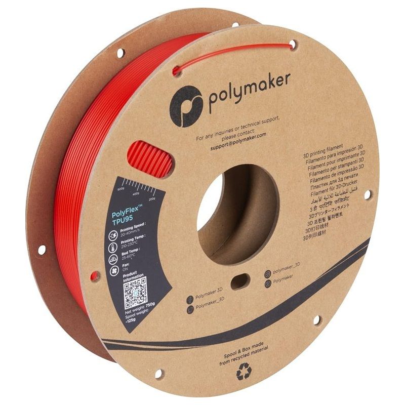 Polymaker Polyflex TPU Red 1,75mm 0,75kg